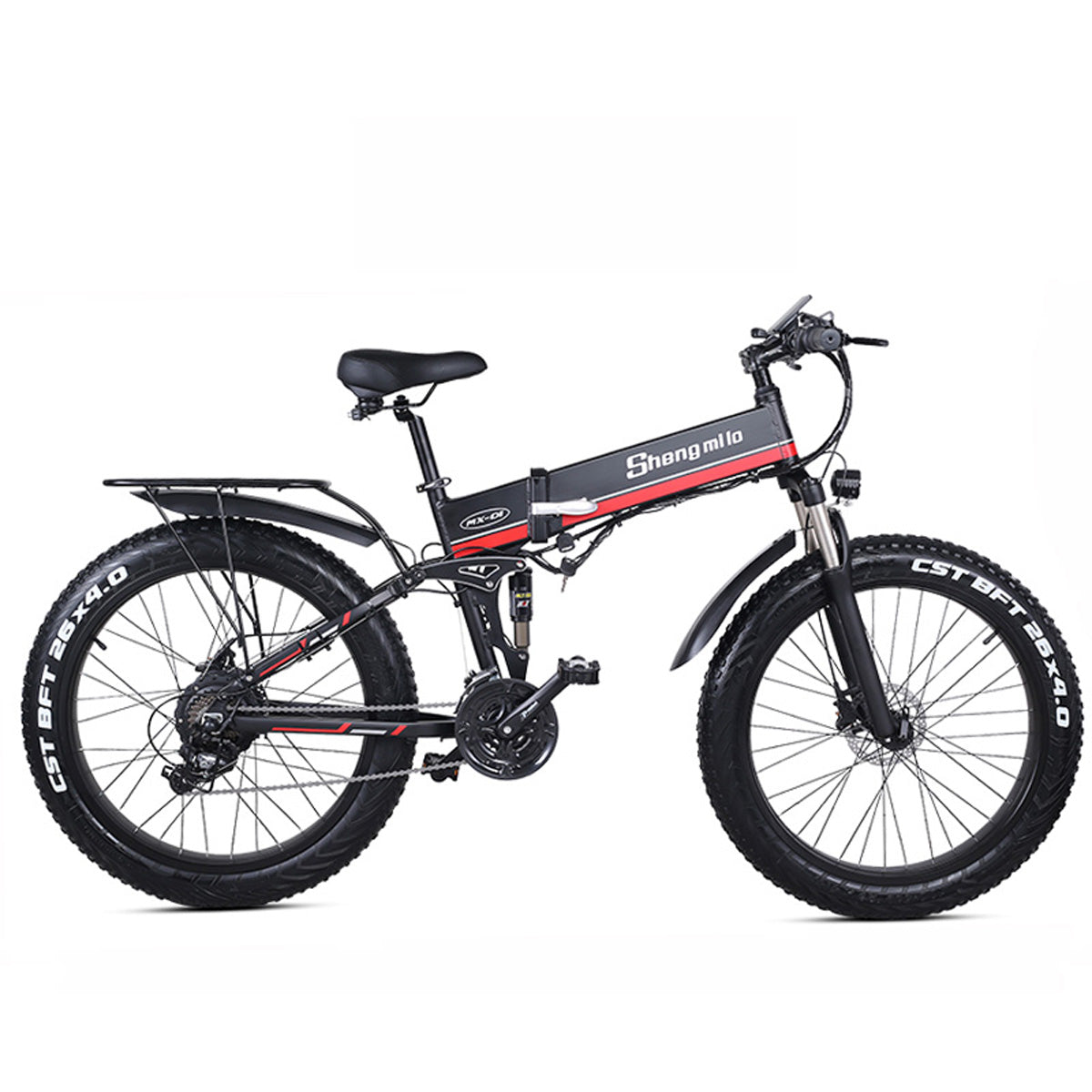 MX01 26 Inch Folding Electric Bicycle, 48V 1000W Kraftfull motor, berg Bike Fat Bike, 5-nivå Pedal Assist Snow Bike