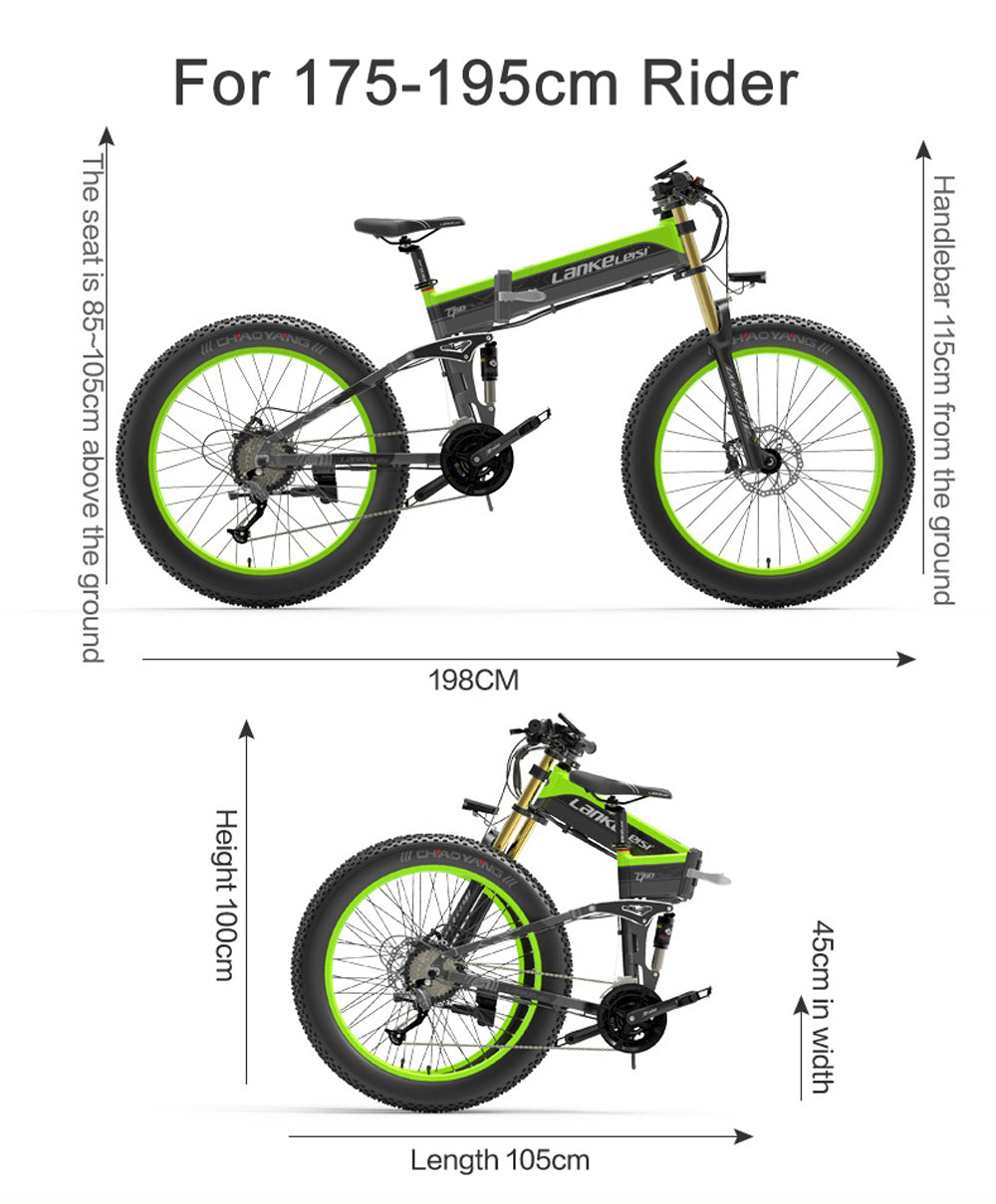 XT750Plus 1000W Powerful Electric Fat Tire Bike, 5 Poziom Pedal Assist, 48V 14,5A/17.5A. Duża Bateria Capacity Lithium przyjmuje zwodzenie podwójnego ramienia