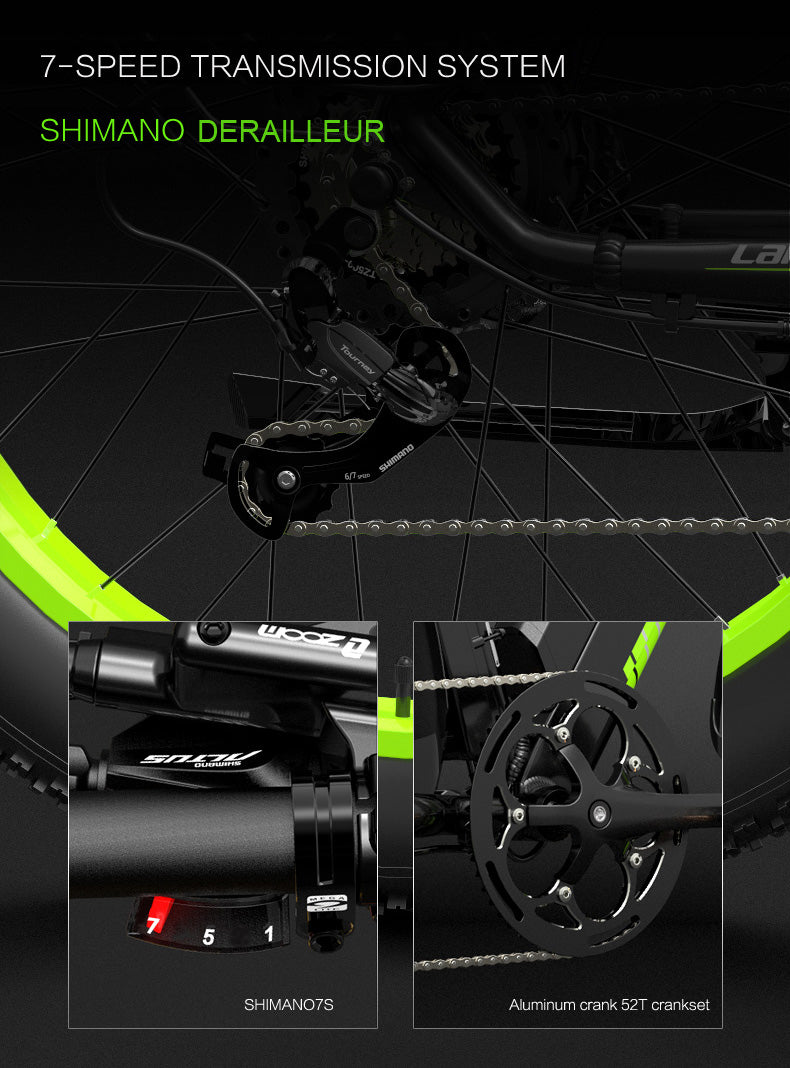 Lankeleisi XC4000 1000W 48V 17.5Ah Vélo électrique, 26 pouces Snow Bike Fat Tire Vélo, Front & Arrière Hydraulique Disc Brake