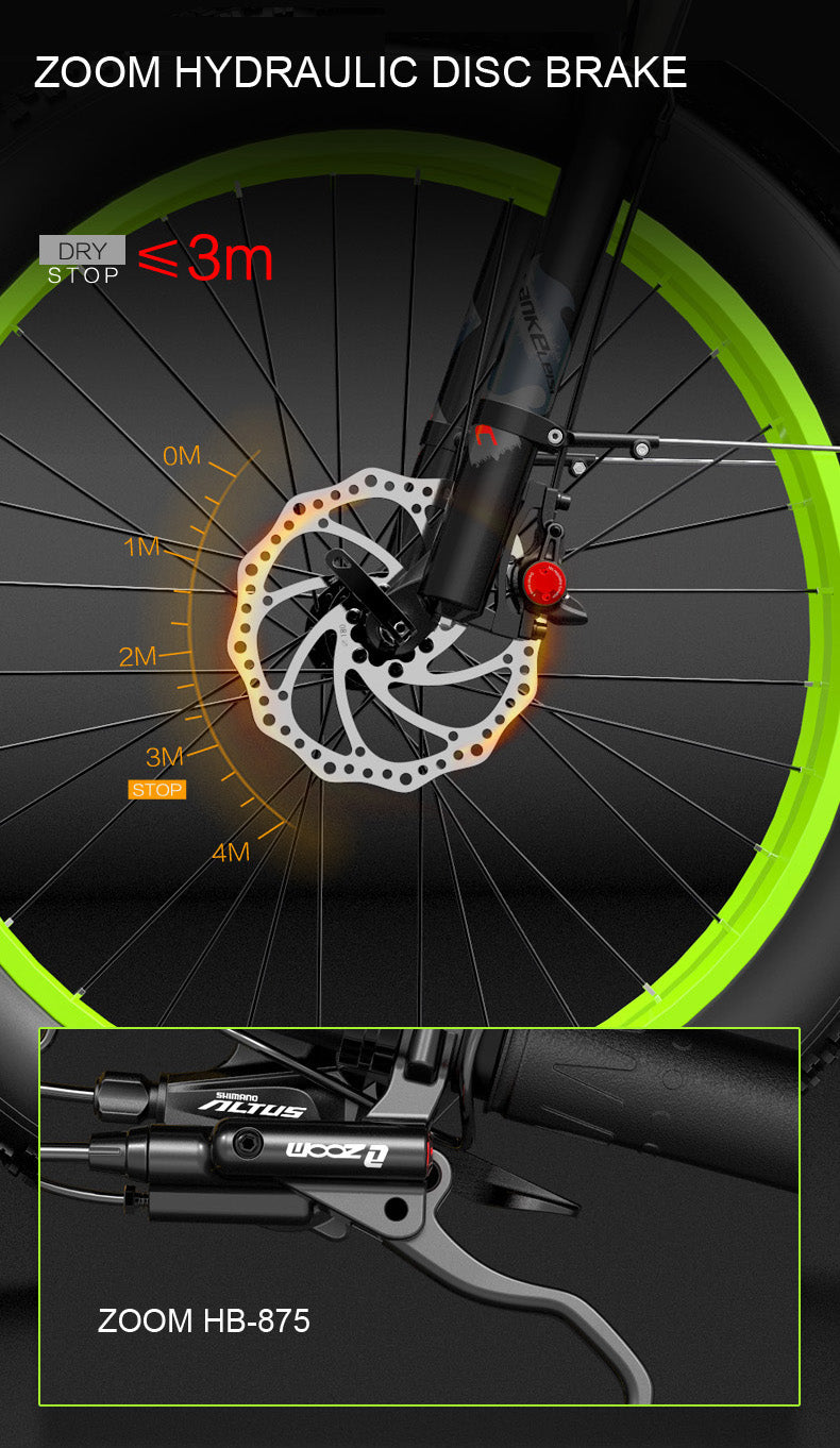 Lankeleisi XC4000 1000W 48V 17.5Ah Vélo électrique, 26 pouces Snow Bike Fat Tire Vélo, Front & Arrière Hydraulique Disc Brake