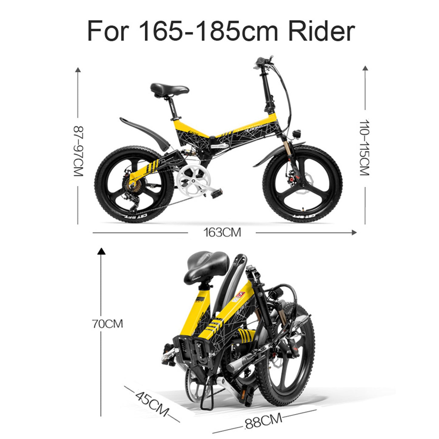 G650 20 pouces E-bike VTT pliant vélo électrique 400W 48V Batterie de lithium avant et arrière pleine suspension