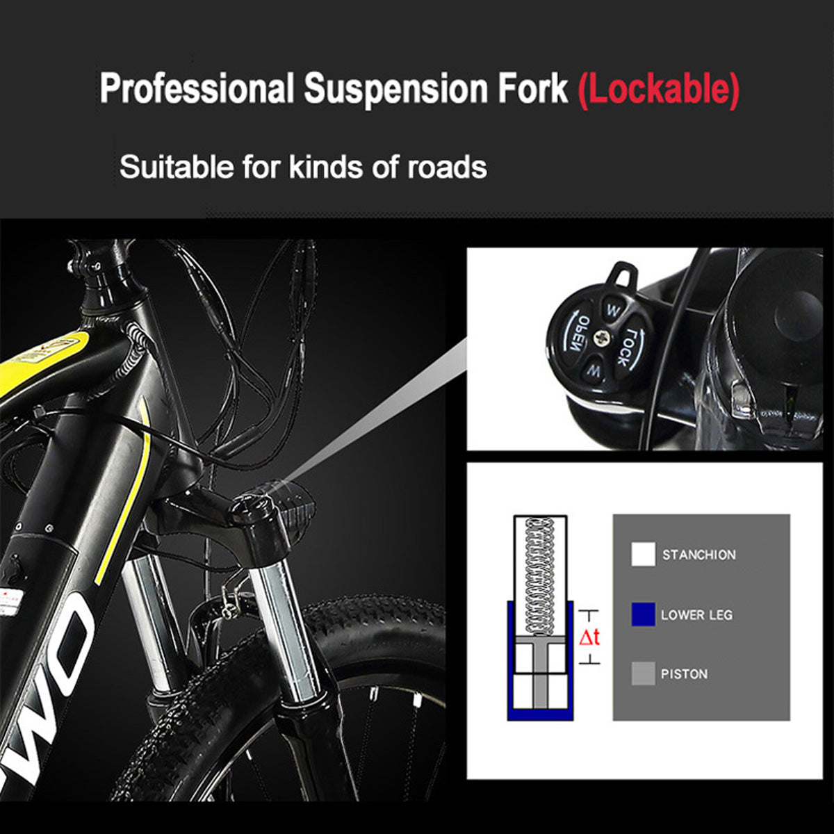 G2 27.5 Inch Mountain Bike 48V 9.6Ah Hidden Lithium Battery 350W Pedal Assist Electric Bicycle Lockable Suspension Fork