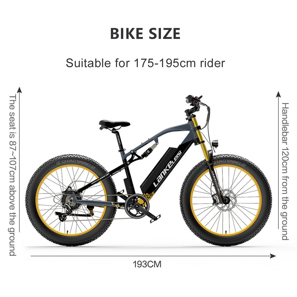 RV700 1000W 48V 16Ah Vélo électrique puissant 26 Inch Beach Bike Mountain Bike Upgraded Oil Spring Downhill Fork Dual Suspension