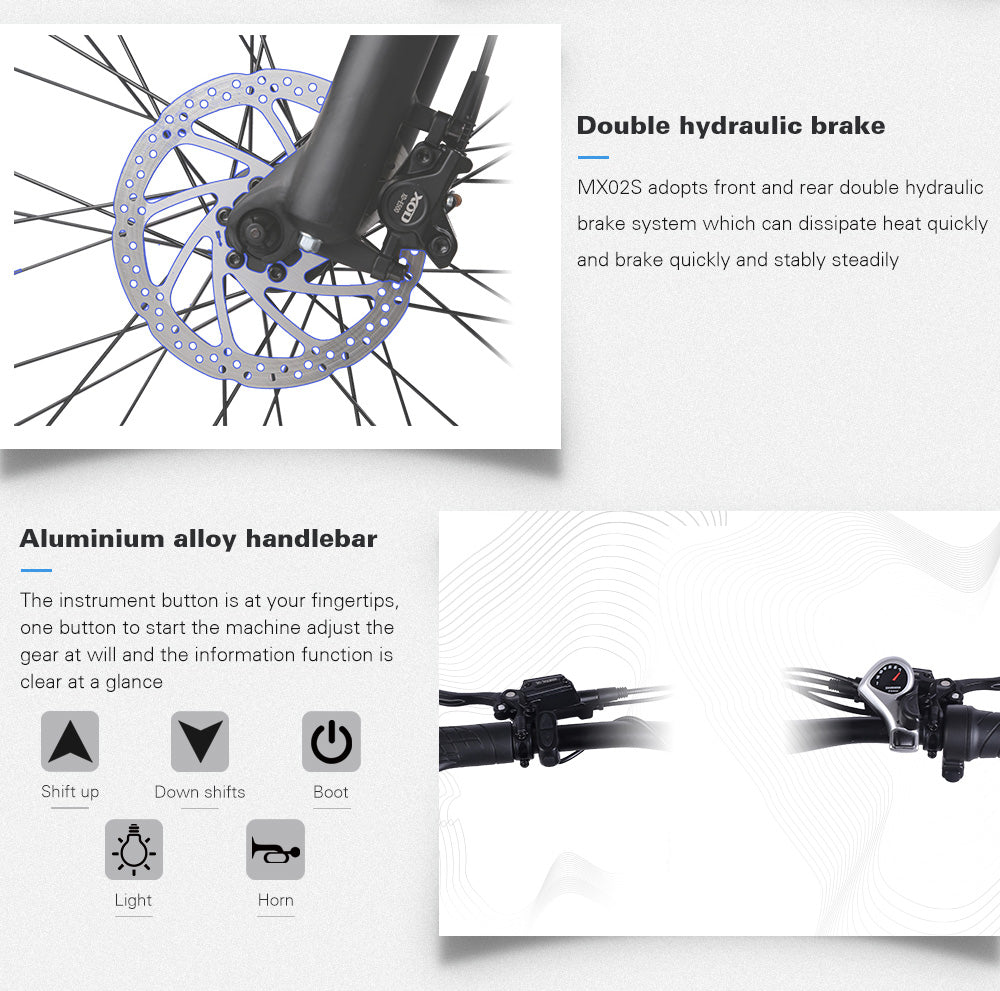 Shengmilo MX02S 26 pouces Vélo électrique 1000W Mens Mountain Bike Snow Bike 48V17Ah Lithium Battery 4.0 Fat Tire E-bike Hydraulic Disc Brake