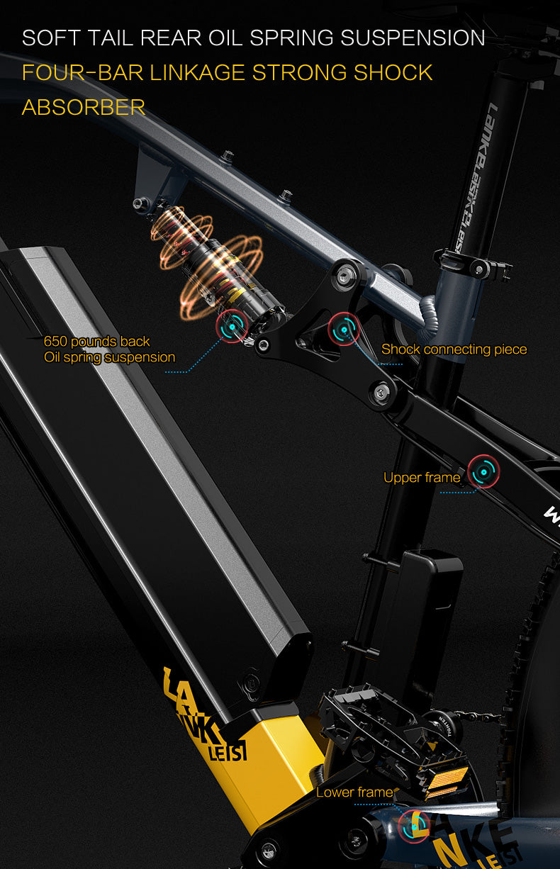 RV700 1000W 48V 16Ah Vélo électrique puissant 26 Inch Beach Bike Mountain Bike Upgraded Oil Spring Downhill Fork Dual Suspension