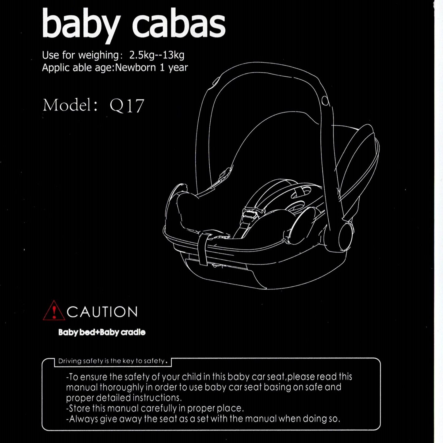 Q17 Baby Bassinet Car Seat for 0-12 Months Newborn Baby