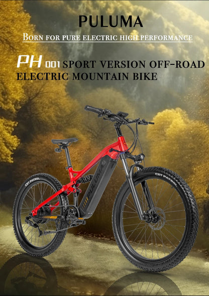 Professional Off-road 27.5 Inches Electric Mountain Bike , UP to 45km/h , 48V 20Ah Large Lithium Battery , Both Hydraulic Disc Brakes , Aluminum Alloy Frame ,  27.5 "×2.8" CST  Tires , with Pedal Assist System