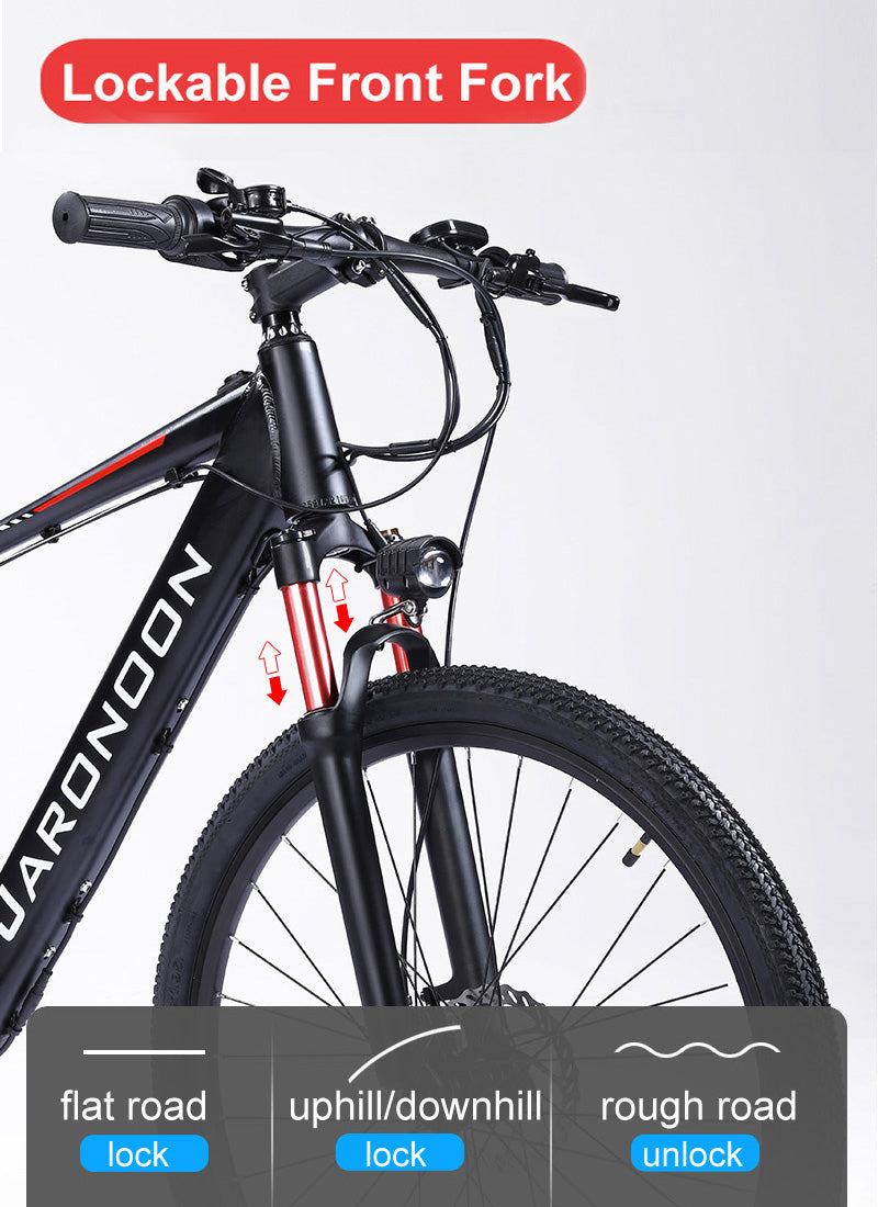 F1 27.5 Inch Electric Mountain Bike, 500W Motor 48V 10Ah/15Ah Grande capacité Batterie intégrée, Fourche de suspension de printemps d'huile, hydraulique Disc Brake