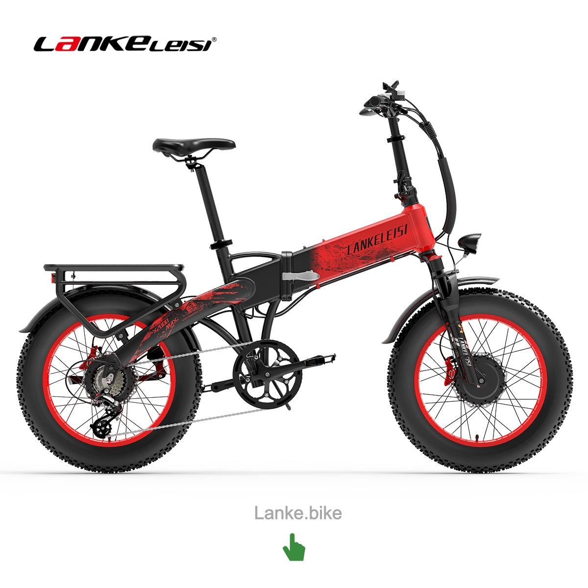 LANKELEISI X2000 MAX Dual-Motor Folding Electric Fat Bike – 1000W Per Motor (2000W Combined, EU: 250W Per Motor), 48km/h Top Speed, 48V 20Ah Samsung Battery, 130 km Range, 20" Fat Tires