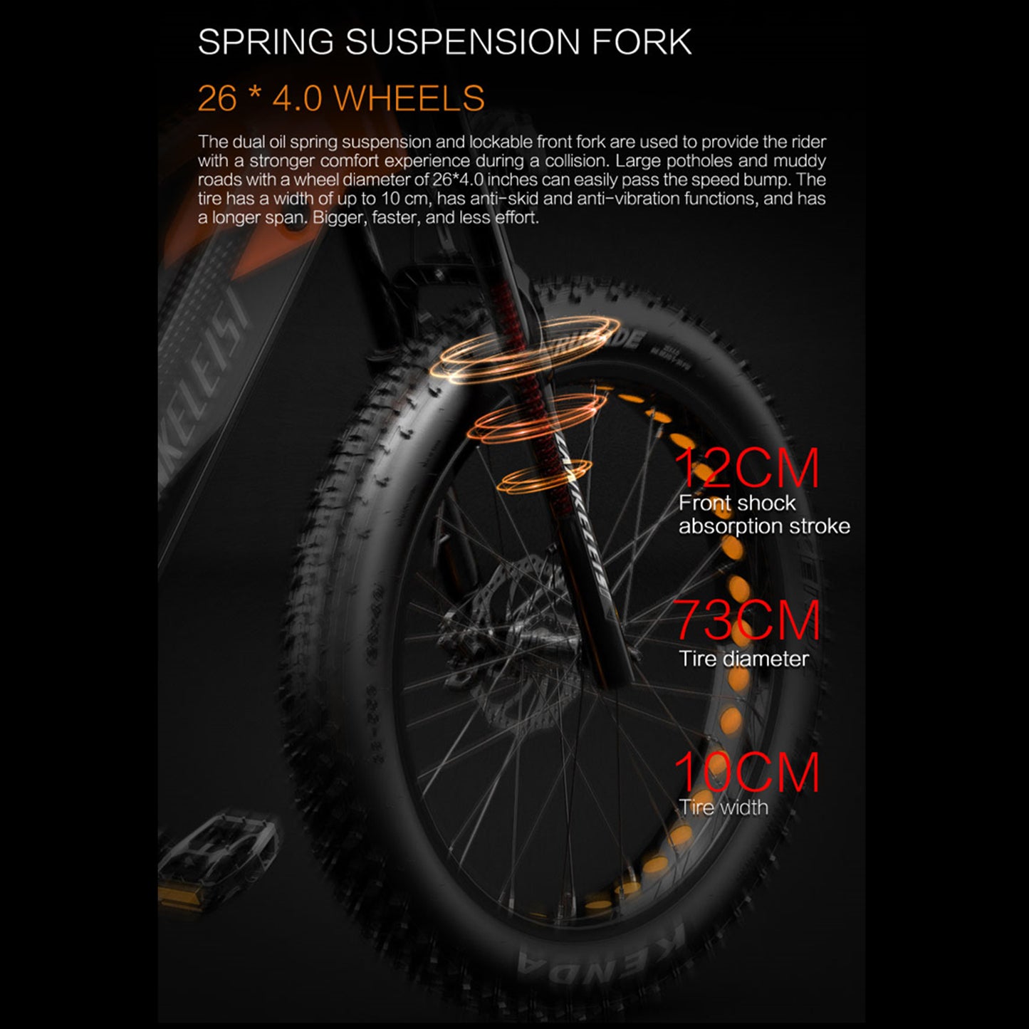 Lankeleisi RV800 PLUS 48V 15Ah Vélo électrique à la mode 26 pouces 7 Vitesse Transmission jusqu'à 52Km/h Front > Arrière hydraulique Disc Brake