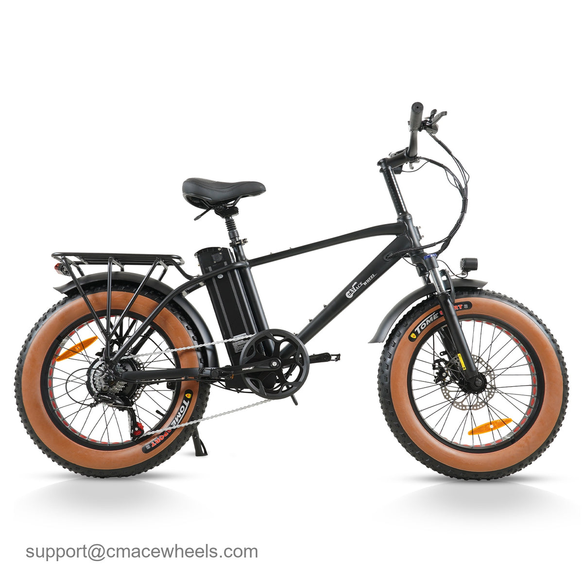 Vélo électrique à gros pneus CMACEWHEEL T20 – Moteur 250 W nominal / 950 W en crête, batterie 48 V 18 Ah, autonomie de 55 km, pneus larges 20"