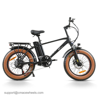 Vélo électrique à gros pneus CMACEWHEEL T20 – Moteur 250 W nominal / 950 W en crête, batterie 48 V 18 Ah, autonomie de 55 km, pneus larges 20"