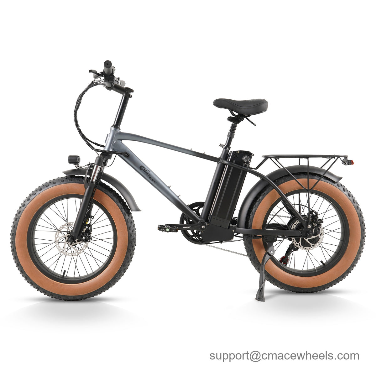 Vélo électrique à gros pneus CMACEWHEEL T20 – Moteur 250 W nominal / 950 W en crête, batterie 48 V 18 Ah, autonomie de 55 km, pneus larges 20"
