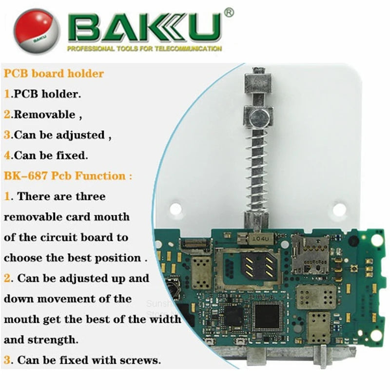 BK-687 調整可能なメインボード PCB ホルダー、あらゆる携帯電話のメインボードに対応