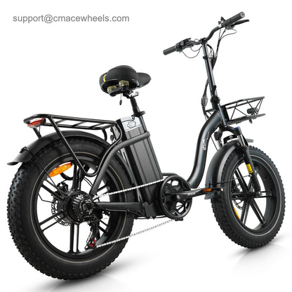CMACEWHEEL Y20 PRO step-through folding frame geometry and ergonomic saddle

