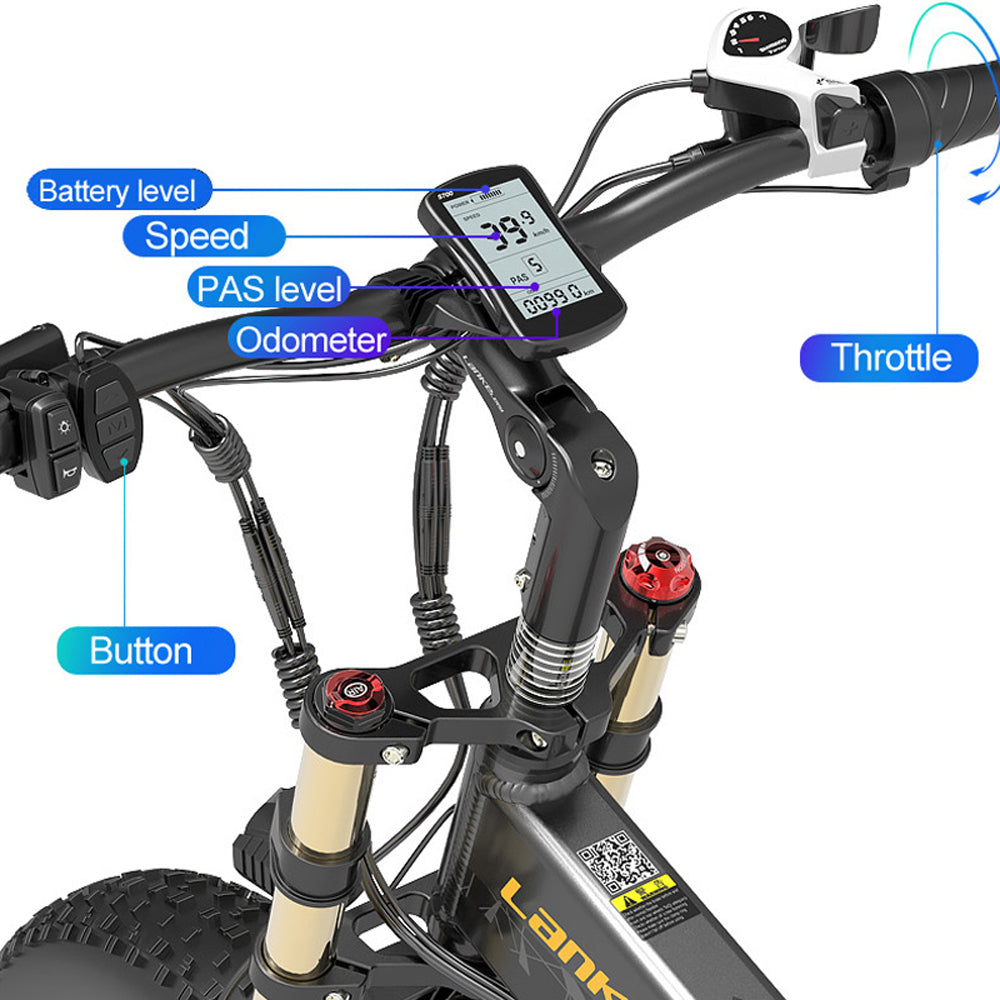 X3000plus Air front fork 20 Inch 4.0 Fat Tire Snow Bike,with 48V 17.5Ah Big Capacity Battery, 1000W Brushless Motor, Full Suspension, Upgraded Front Fork