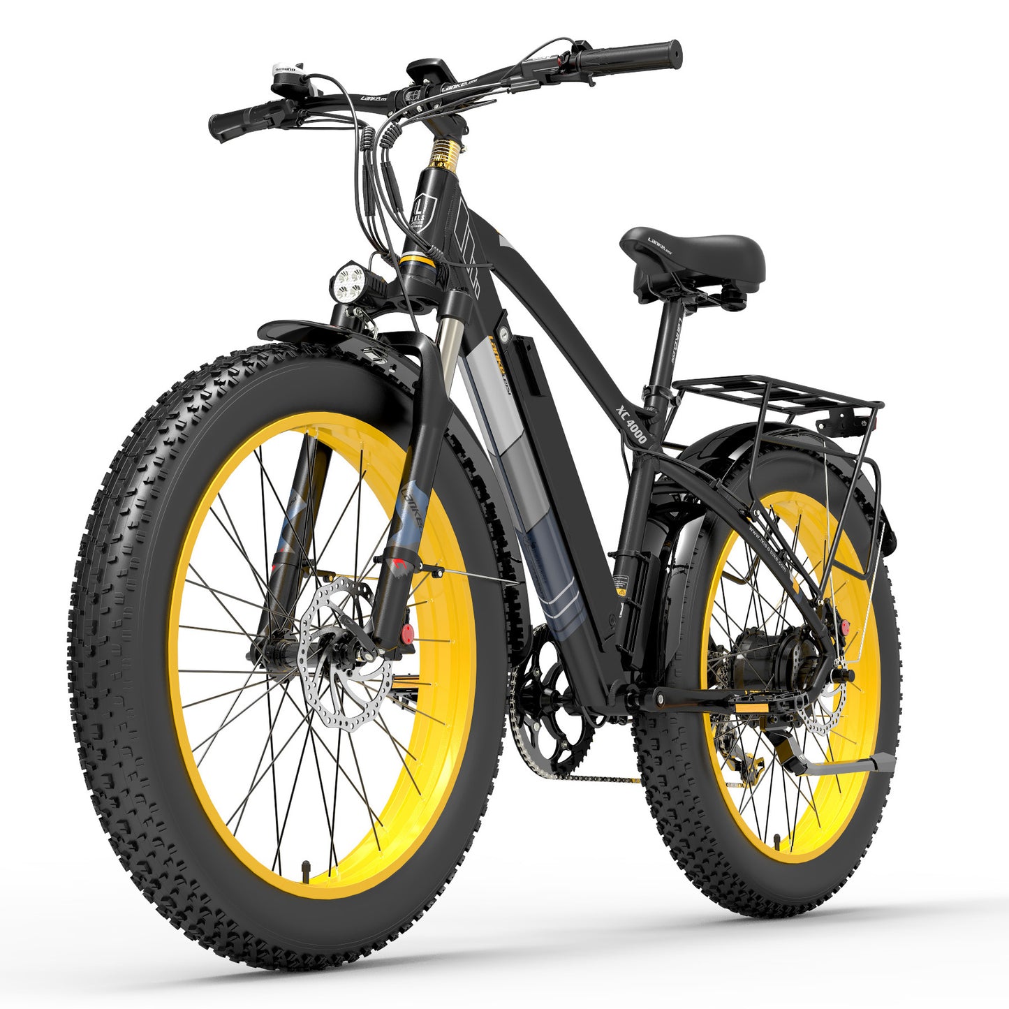 XC4000 1000W 48V 17.5Ah Electric Bike, 26 Inch Snow Bike Fat Tire Bicycle, Front & Rear Hydraulic Disc Brake