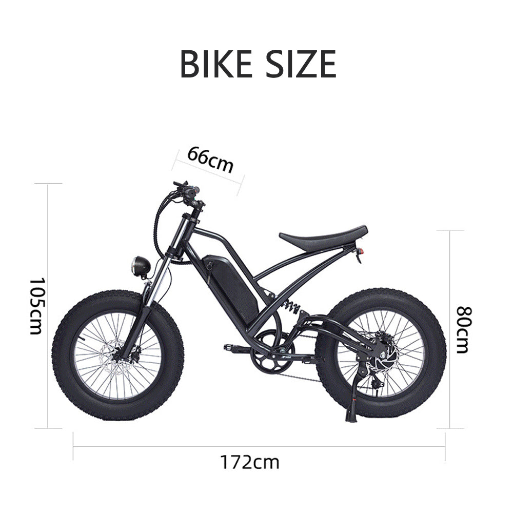 48V 22.5Ah Grande capacité électrique Fat Tire vélo 20x4.0 Vélo de neige de roue avec Absorption de choc avant et arrière, les deux disques Brake E Bike