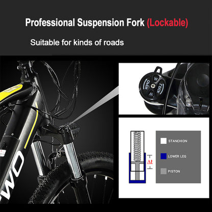 G2 27.5 Inch Mountain Bike 48V 9.6Ah Dold Lithium Battery 350W Pedal Assist Electric Bicycle Lockable Suspension Fork