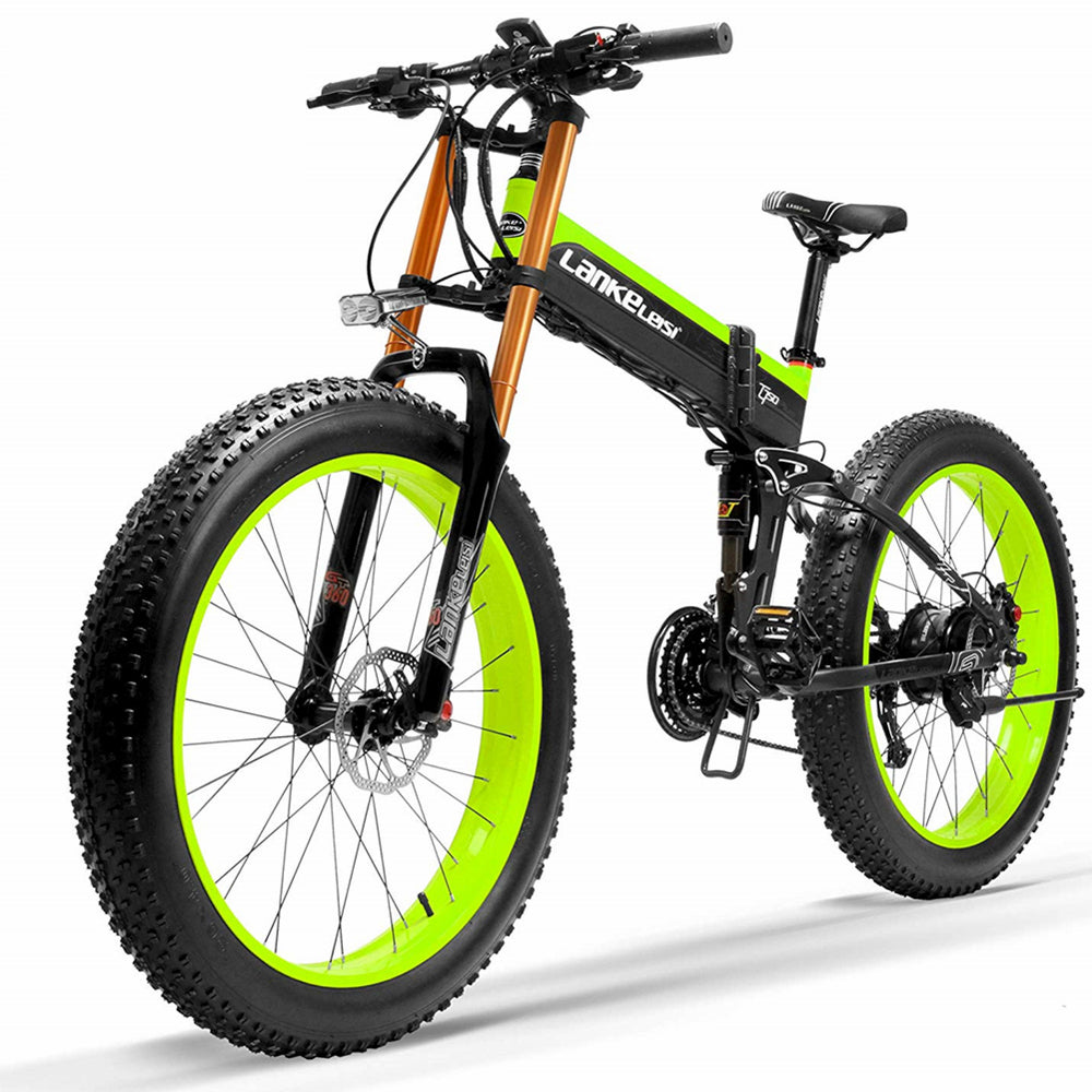 Lankeleisi XT750Plus 1000W Powerful Electric Fat Tire Bike, 5 Level Pedal Assist, 48V 14.5A/17.5A Batterie Lithium de grande capacité, adopter Double épaule suspension de descente