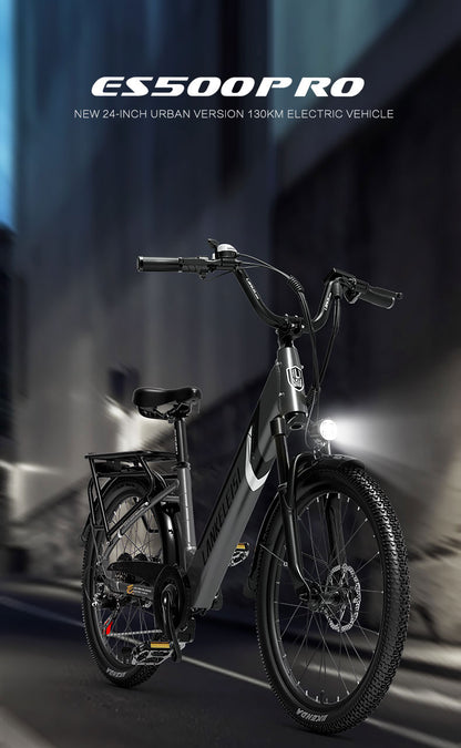 ES500 Pro 500W 48V 16Ah 130Km Rezistență 24 inci Motor fără perii Bicicletă electrică urbană Frâne cu două discuri 32 km/h Viteză maximă City Bik