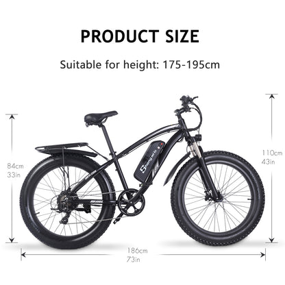 Shengmilo MX02S 26 Inch Electric Bike 1000W (ang.). Góry Bike Snow Bike 48V17Ah Lithium Battery (ang.) Brak