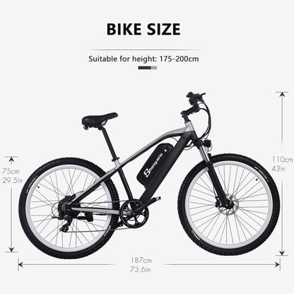 M90 Adulte Electric Bike 29 pouces Mountain Bike 48V 17Ah Batterie de lithium amovible Front > Arrière hydraulique Brake