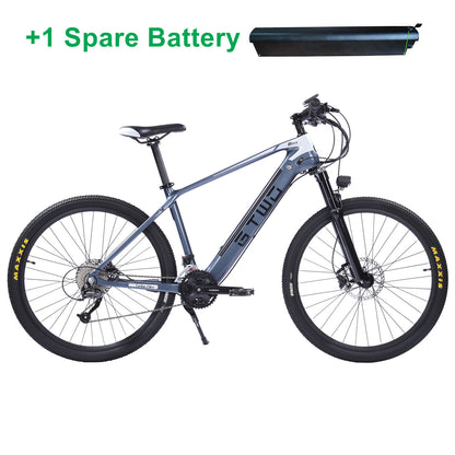 Bicicletă electrică din fibră de carbon de 27,5 inci, motor adpopt de 350 W / 500 W, furcă față cu amortizor de aer, bicicletă de munte cu 27 viteze